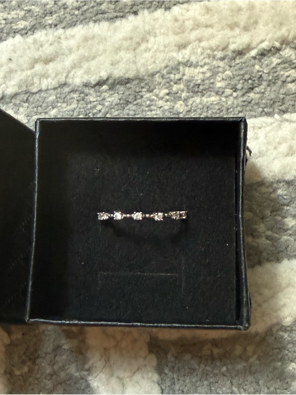 Delicate Silver Plated Cubic Zirconia Stackable Ring - Clear Stones